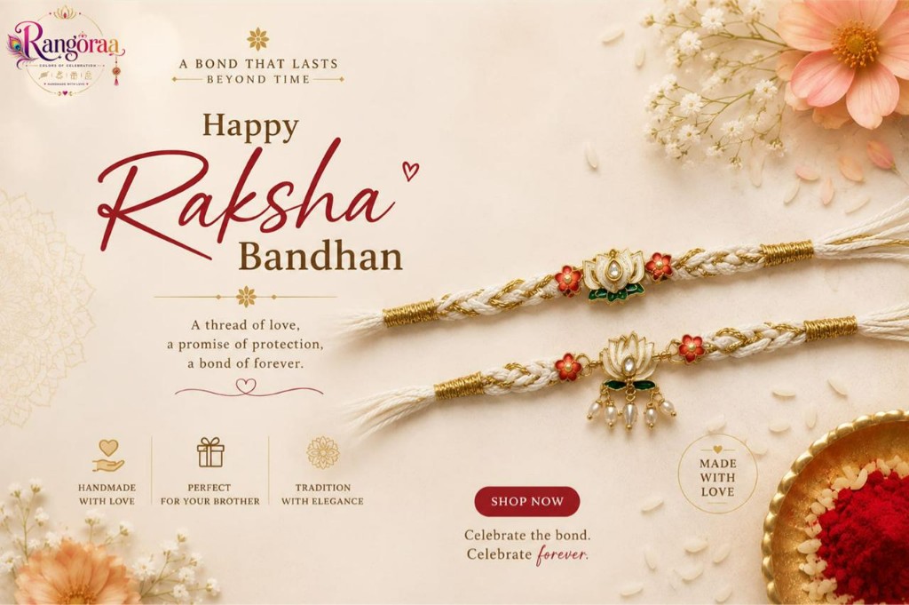 Blue Heart Pearl Designer Rakhi