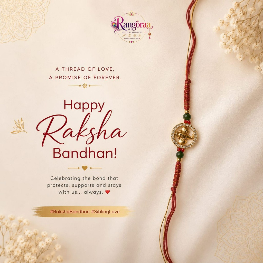 Magenta Om Beaded Traditional Rakhi