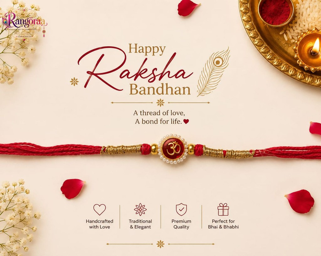 Red Meenakari Couple Rakhi Set