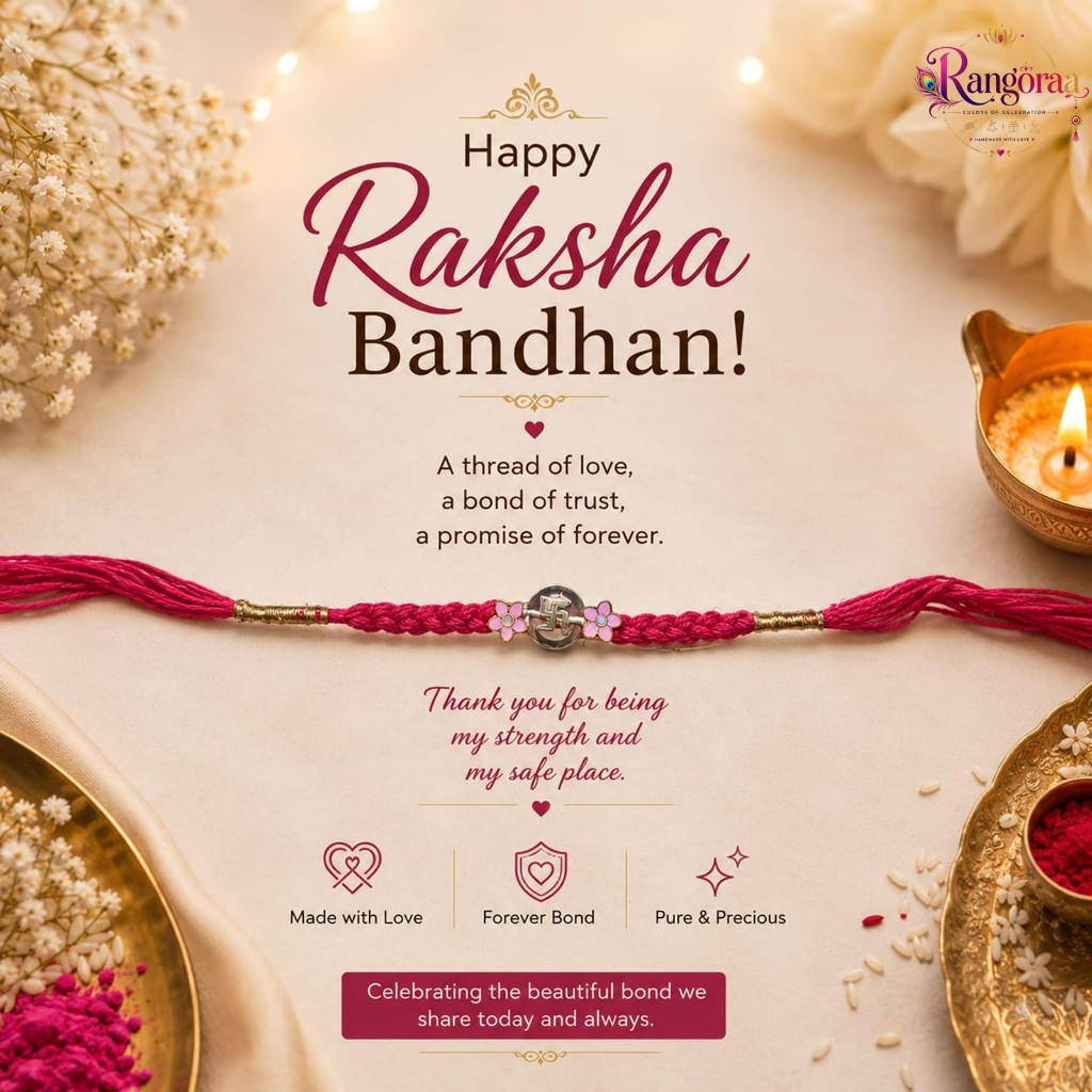 Red Om Pearl Traditional Rakhi